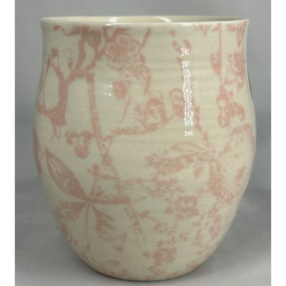 Anthropologie Letter a Initial Monogram Ceramic Mug With Pink Floral Print - Picture 2 of 5